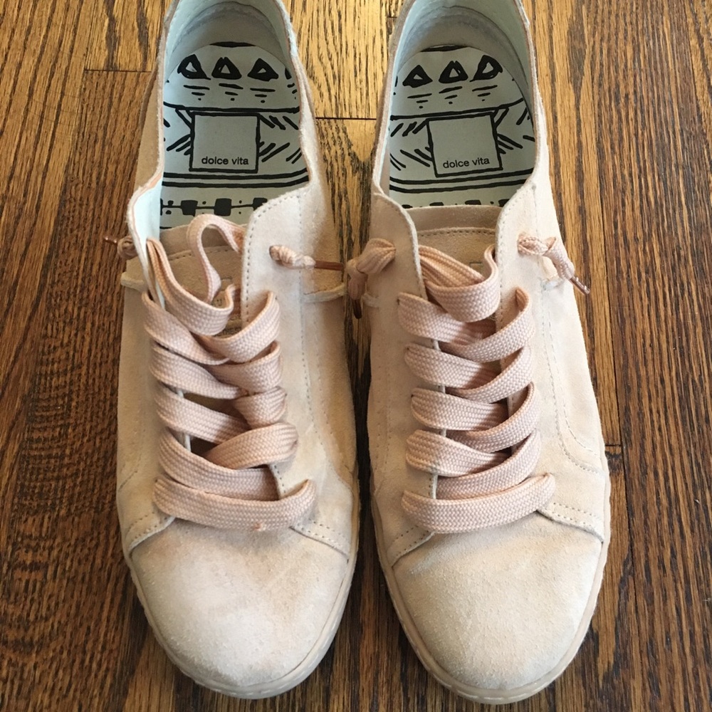 Dolce Vita pink suede slip on sneakers,fur back,10